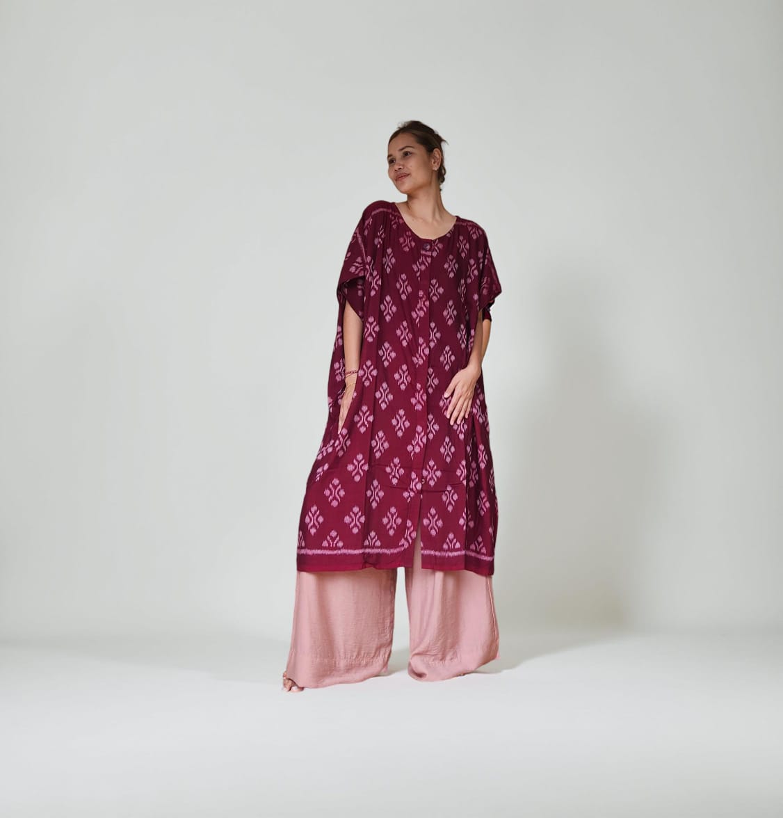 "Gumitir" Khaftan Midi Red Wine