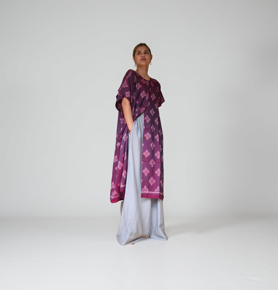 "Gumitir" Khaftan Midi Purple mix Red