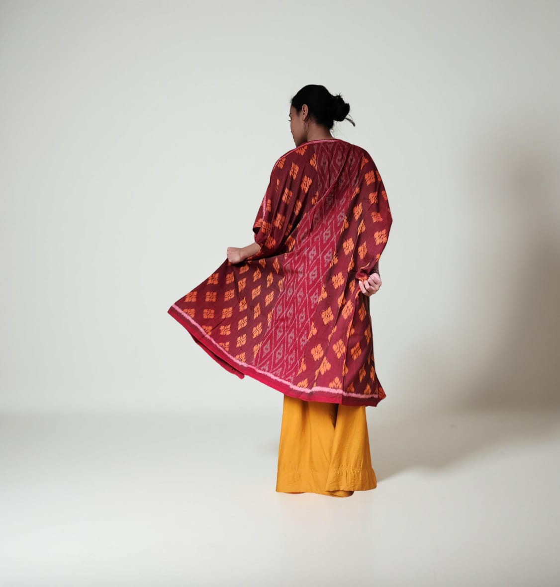 "Gumitir" Khaftan Midi Red mix Orange